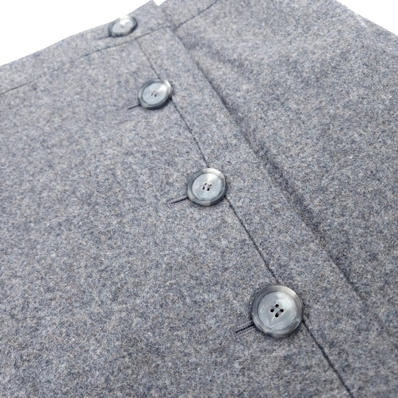 Loft Grey Wool Button Front Skirt Sz 2 Petite - Picture 4 of 11